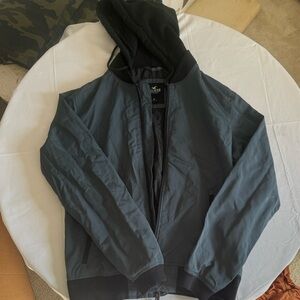 Hollister Blue and Black Bomber Jacket